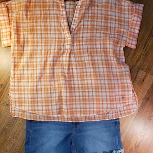 tommy hilfiger womens top S orange nwt cool msrp $59.